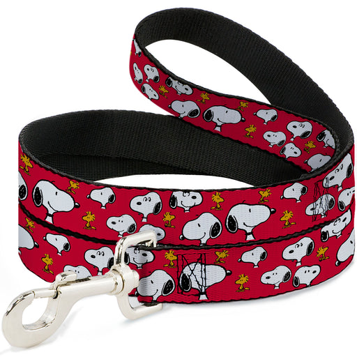 Dog Leash - Peanuts Snoopy and Woodstock Poses Scattered Red Dog Leashes Peanuts Worldwide LLC   