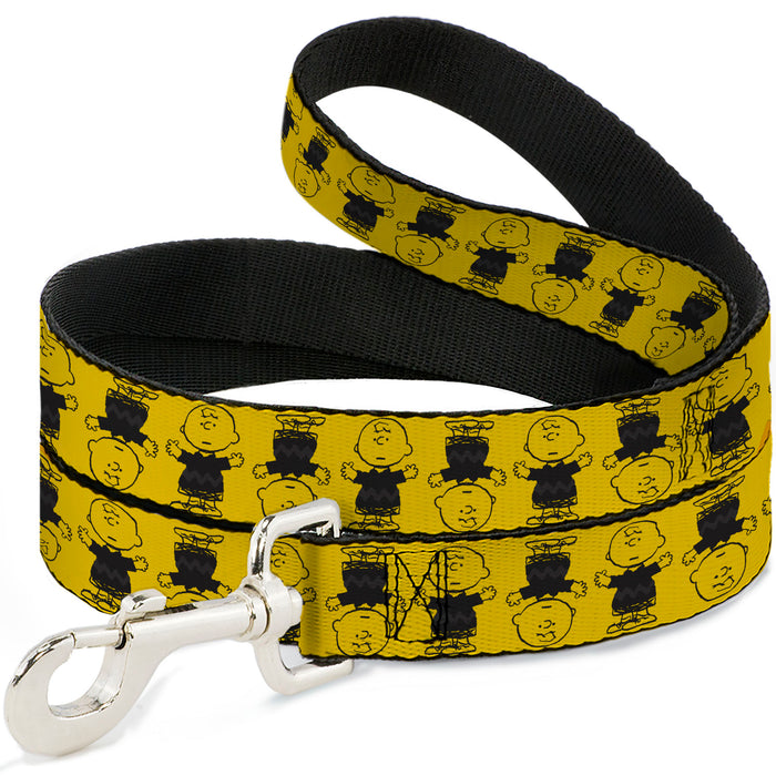 Dog Leash - Peanuts Charlie Brown Pose Flip Yellow/Black Dog Leashes Peanuts Worldwide LLC   