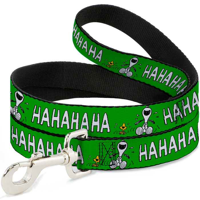 Dog Leash - Peanuts Snoopy and Woodstock Laughing HAHA Pose Green Dog Leashes Peanuts Worldwide LLC   