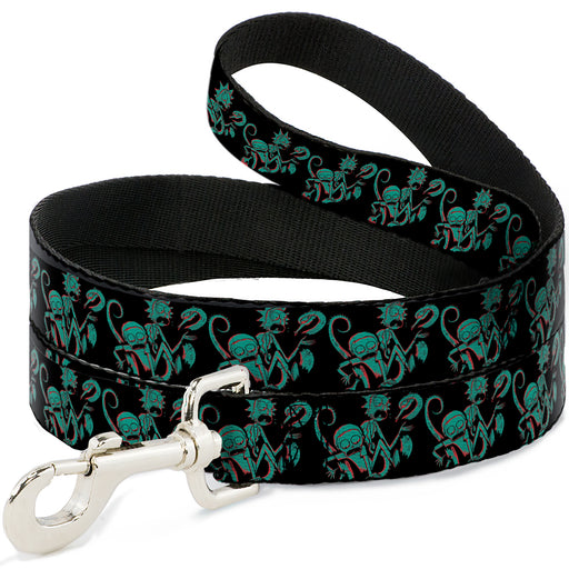 Dog Leash - Rick and Morty Psychedelic Monster Pose Black/Greens Dog Leashes Rick and Morty   
