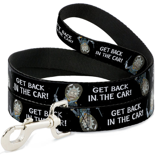 Dog Leash - Rick and Morty Rick GET BACK IN THE CAR Pose Black/White Dog Leashes Rick and Morty   