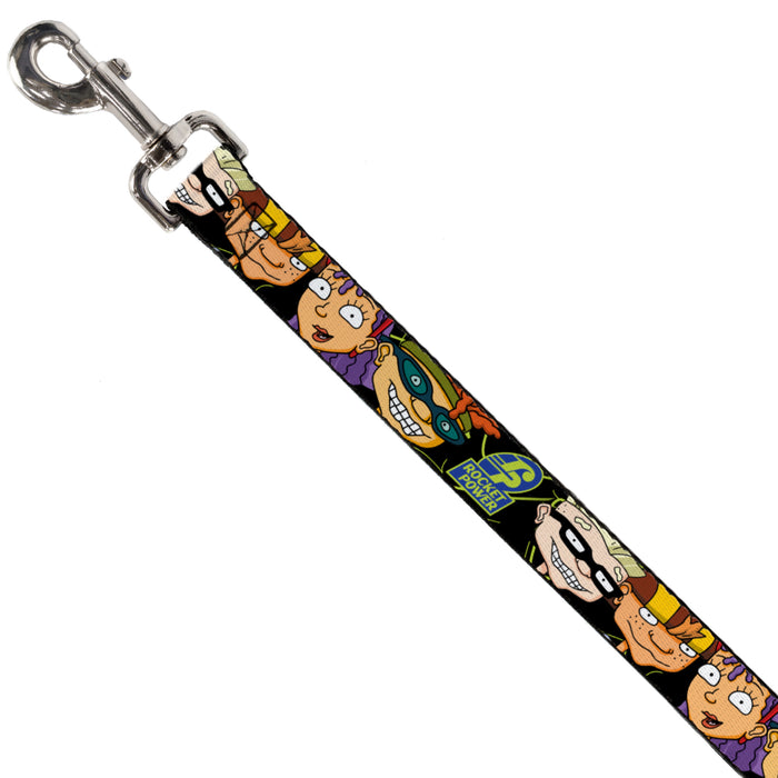Dog Leash - ROCKET POWER RP Logo/4-Character Faces CLOSE-UP Black/Green/Blue Dog Leashes Nickelodeon   