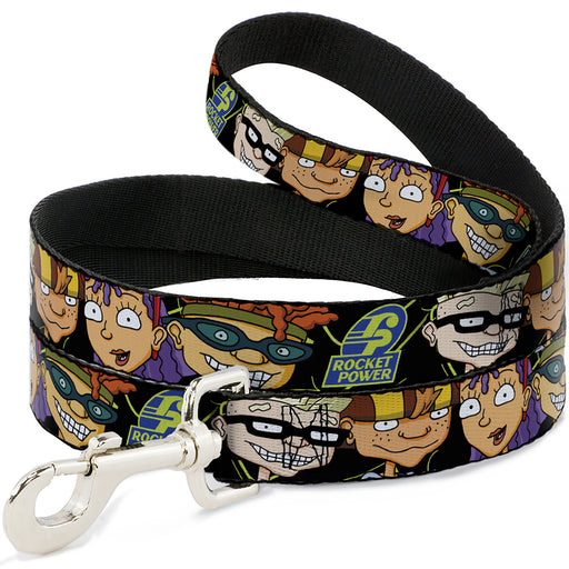 Dog Leash - ROCKET POWER RP Logo/4-Character Faces CLOSE-UP Black/Green/Blue Dog Leashes Nickelodeon   