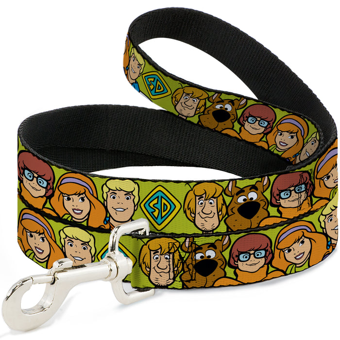 Dog Leash - Scooby Doo Character Faces Close-Up Green Dog Leashes Scooby Doo   