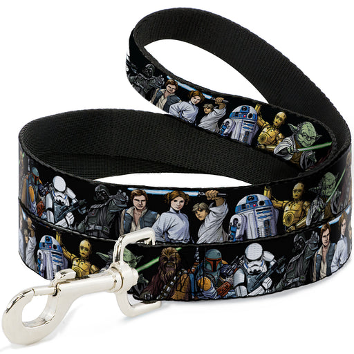 Dog Leash - Star Wars Classic Character Poses Black Dog Leashes Star Wars   