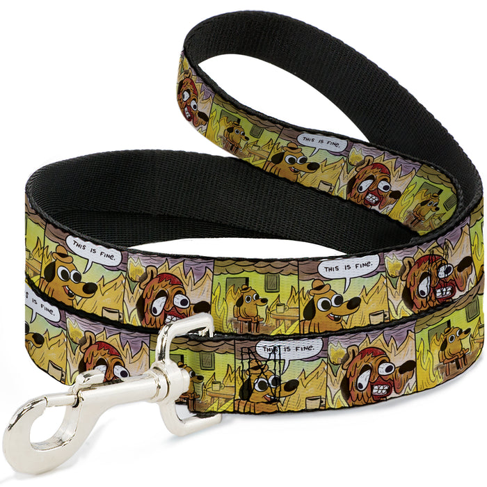 Dog Leash - THIS IS FINE Question Hound Cafe Fire Comic Strip Blocks Dog Leashes KC Green   