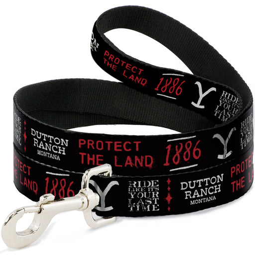 Dog Leash - YELLOWSTONE Dutton Ranch 1886 Icons Black/White/Red Dog Leashes Paramount Network   