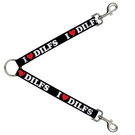 Dog Leash Splitter - I "HEART" DILFS Black/White/Red Dog Leash Splitters Buckle-Down   