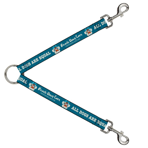 Dog Leash Splitter - BEACH DAWG CARE ALL DOGS ARE EQUAL Turquoise/White Dog Leash Splitters Buckle-Down   