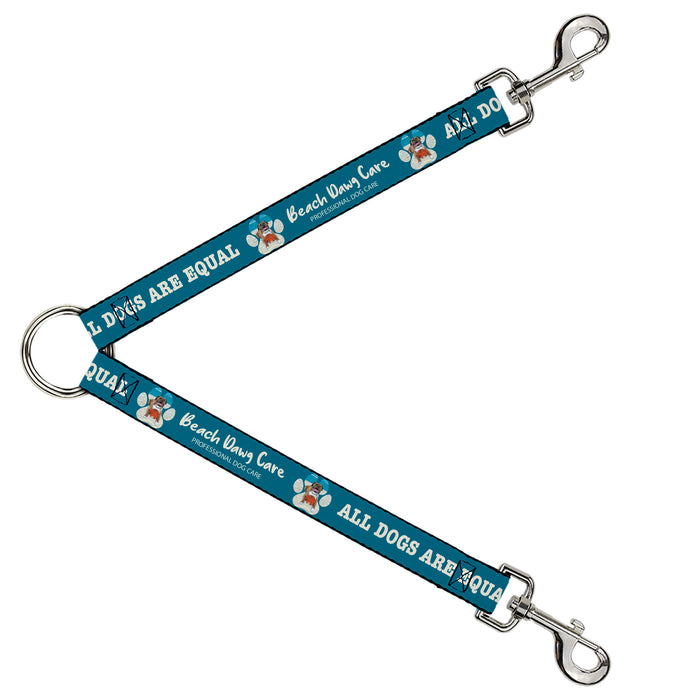 Dog Leash Splitter - BEACH DAWG CARE ALL DOGS ARE EQUAL Turquoise/White Dog Leash Splitters Buckle-Down   