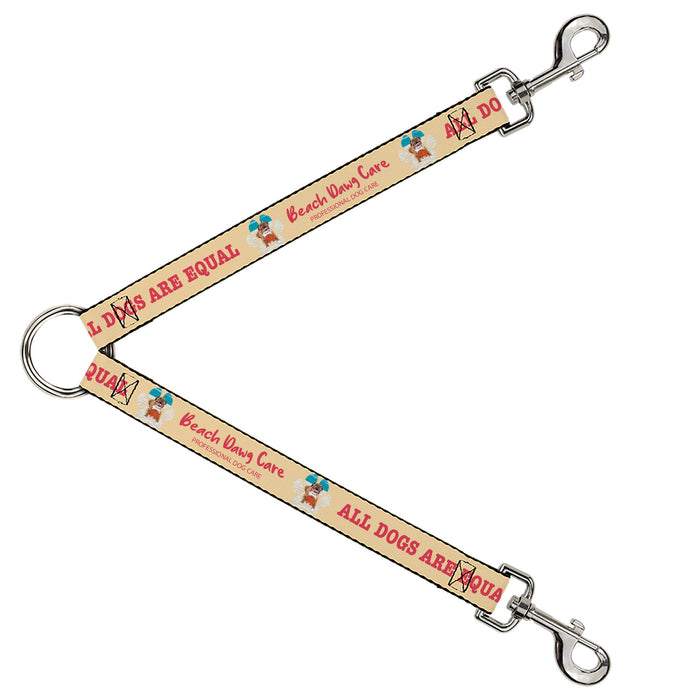 Dog Leash Splitter - BEACH DAWG CARE ALL DOGS ARE EQUAL Cream/Pink Dog Leash Splitters Buckle-Down   