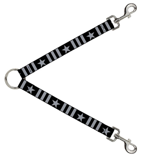 Dog Leash Splitter - Star and Three Stripes Black/Gray Dog Leash Splitters Buckle-Down   