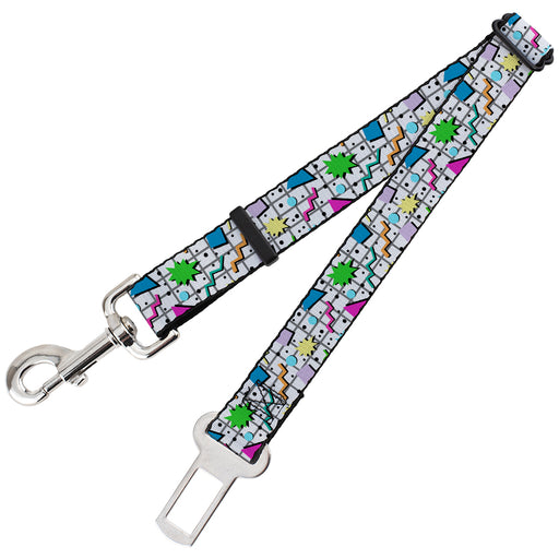 Dog Safety Seatbelt for Cars - 90s Nineties Grid Pattern Vibrant Gray Multi Color Dog Safety Seatbelts for Cars Buckle-Down   