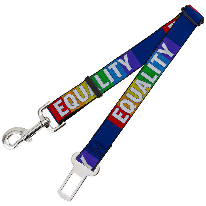 Dog Safety Seatbelt for Cars - EQUALITY Blocks Rainbow Blue White Dog Safety Seatbelts for Cars Buckle-Down   