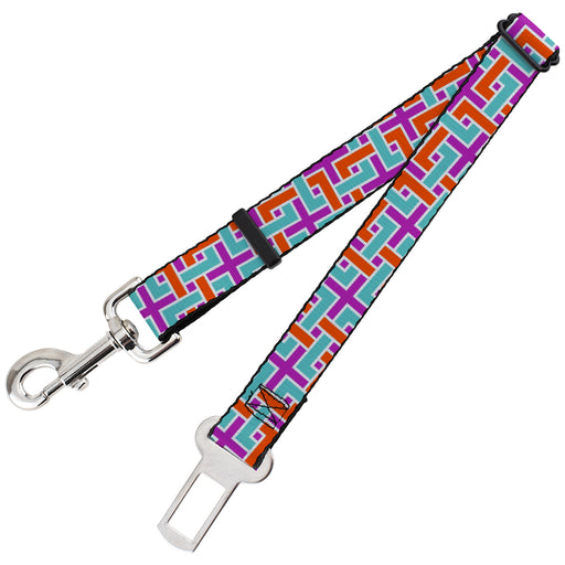 Dog Safety Seatbelt for Cars - Weave CLOSE-UP White/Pink/Orange/Aqua Dog Safety Seatbelts for Cars Buckle-Down   