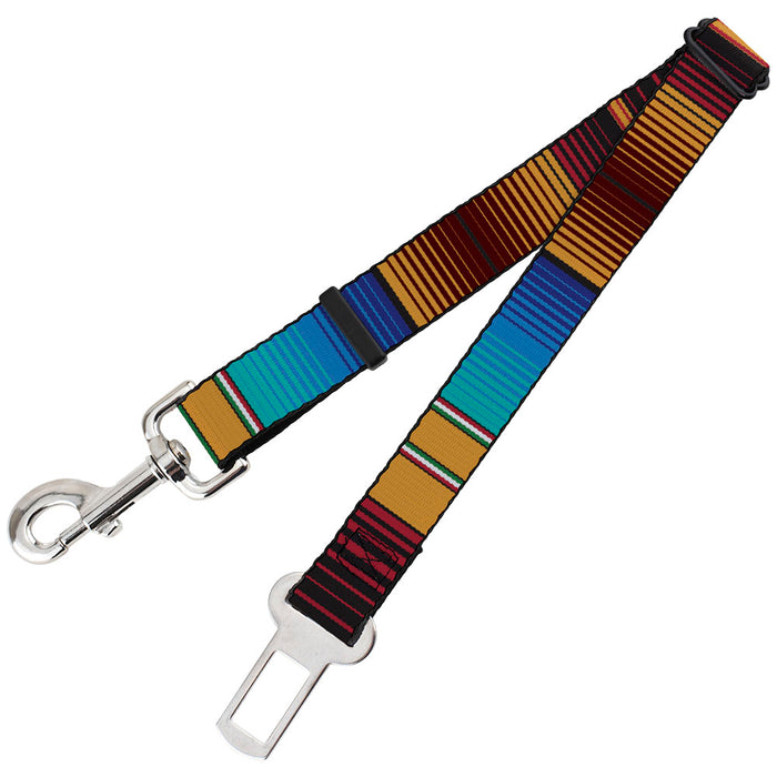 Dog Safety Seatbelt for Cars - Zarape6 Vertical Stripe Gold/Blues/Black/Red