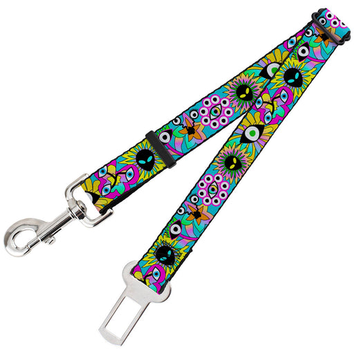 Dog Safety Seatbelt for Cars - Funky Alien Flowers Aqua Blue/Multi Color Dog Safety Seatbelts for Cars Buckle-Down   
