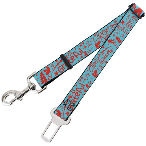 Dog Safety Seatbelt for Cars - GRATEFUL OPTIMISM BE KIND Icons Collage Blue/Red Dog Safety Seatbelts for Cars Buckle-Down   