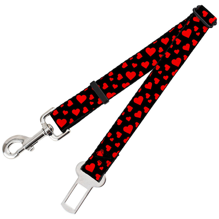 Dog Safety Seatbelt for Cars - Hearts Scattered Black/Red