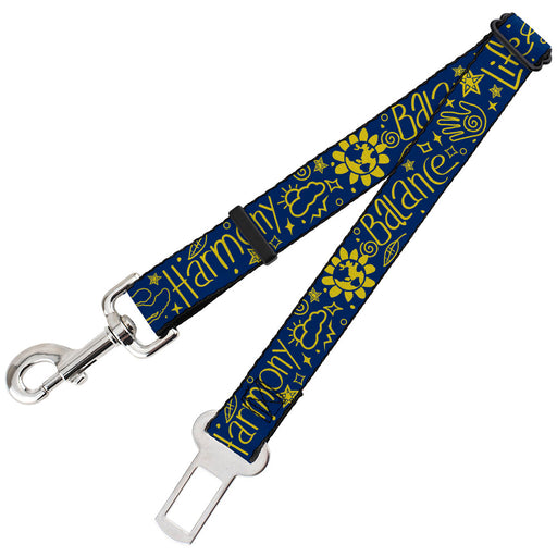 Dog Safety Seatbelt for Cars - HARMONY BALANCE LIFE Icons Collage Blue/Yellow Dog Safety Seatbelts for Cars Buckle-Down   