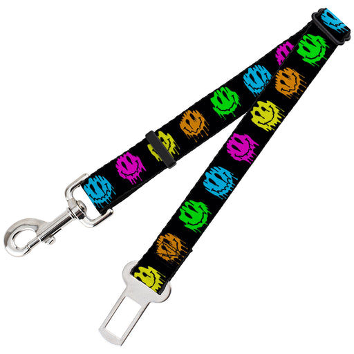 Dog Safety Seatbelt for Cars - Smiley Face Melted Repeat Black Multi Neon Dog Safety Seatbelts for Cars Buckle-Down   
