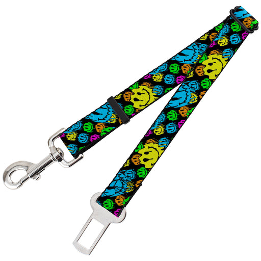 Dog Safety Seatbelt for Cars - Smiley Faces Melted Stacked Black/Multi Neon Dog Safety Seatbelts for Cars Buckle-Down   