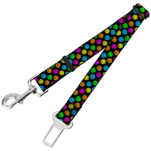 Dog Safety Seatbelt for Cars - Smiley Faces Melted Mini Repeat Angle Black Multi Neon Dog Safety Seatbelts for Cars Buckle-Down   