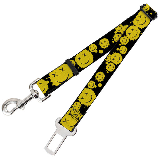 Dog Safety Seatbelt for Cars - Smiley Face Splatter Scattered Black/Yellow Dog Safety Seatbelts for Cars Buckle-Down   