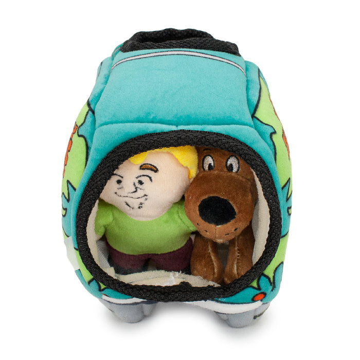 Dog Toy Hide and Seek Toy - Scooby-Doo The Mystery Machine Van with Scooby-Doo, Thelma and Shaggy Standing Plush Dog Toy Hide and Seek Scooby Doo   