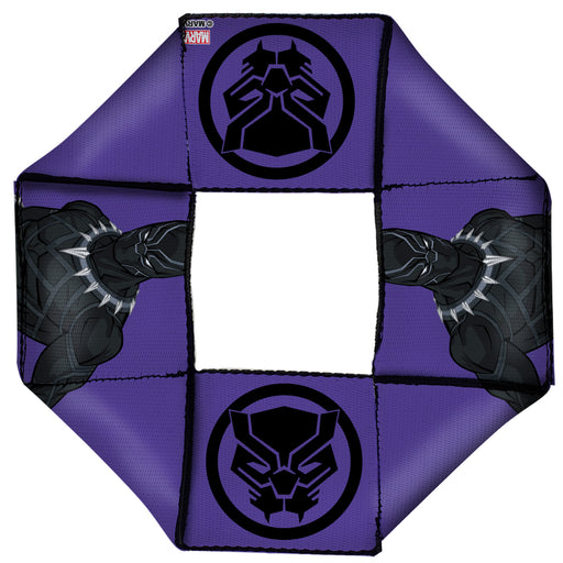MARVEL AVENGERS 

Dog Toy Squeaky Octagon Flyer - Black Panther Standing Pose/Black Panther Icon Purple/Black Dog Toy Squeaky Octagon Flyer Marvel Comics   