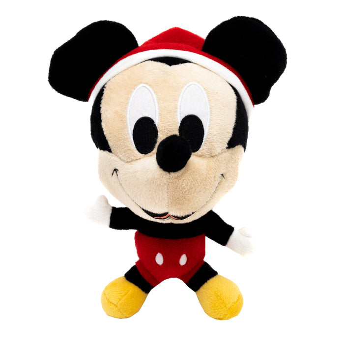 Dog Toy Squeaker Plush - Mickey Mouse Santa Hat Full Body Pose Dog Toy Squeaky Plush Disney   