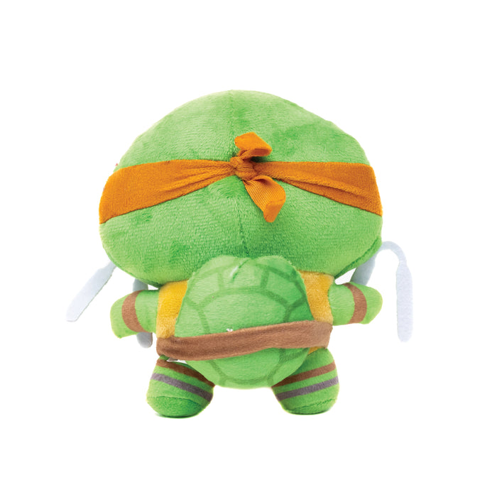 Dog Toy Squeaker Plush - Teenage Mutant Ninja Turtles Michelangelo Full Body Nunchucks Pose Orange Dog Toy Squeaky Plush Nickelodeon   