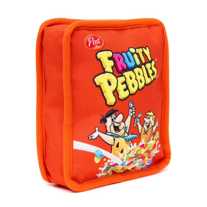 Dog Toy Squeaker Plush - Fruity Pebbles Fred Flintstone and Barney Rubble Cereal Box Replica Red Dog Toy Squeaky Plush The Flintstones   