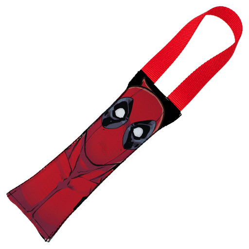 MARVEL DEADPOOL

Dog Toy Squeaky Tug Toy - Deadpool Face + Deadpool Logo2 Black/Red/White - RED Handle Webbing Dog Toy Squeaky Tug Toy Marvel Comics   