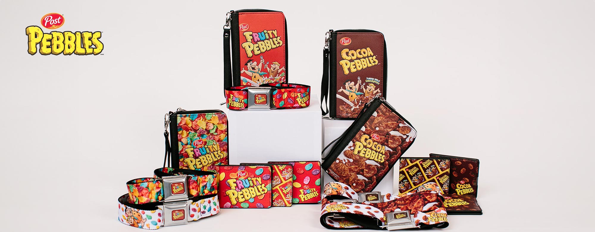 Banner Featuring Collab Between Fruity and Cocoa Pebbles and Buckle-Down Accessories