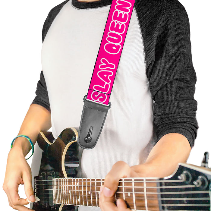 Guitar Strap -SLAY QUEEN Bubble Text Pink/White Guitar Straps Buckle-Down   