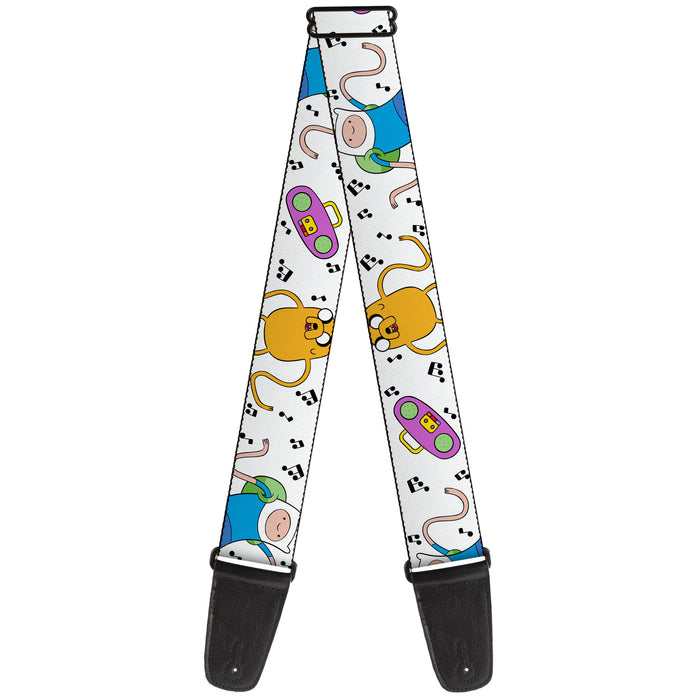 Guitar Strap - Adventure Time Finn and Jake Long Arms Dancing Pose White Guitar Straps Cartoon Network   