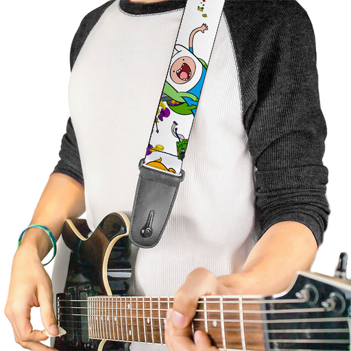 Guitar Strap - Adventure Time Jake and Finn Open Pack Pose White Guitar Straps Cartoon Network   