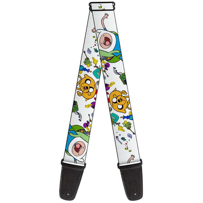 Guitar Strap - Adventure Time Jake and Finn Open Pack Pose White Guitar Straps Cartoon Network   