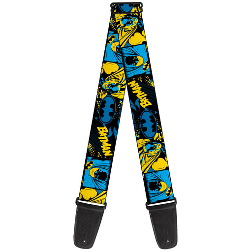 Guitar Strap - BATMAN Poses and Logo Collage Black/Blue/Yellow Guitar Straps DC Comics   