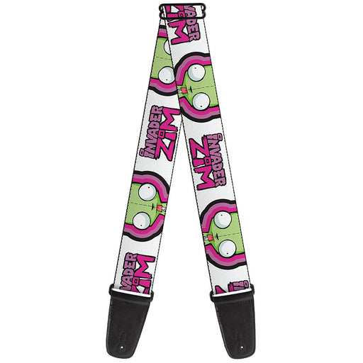 Guitar Strap - INVADER ZIM Title Logo and GIR Pose Close-Up White/Pinks Guitar Straps Nickelodeon   