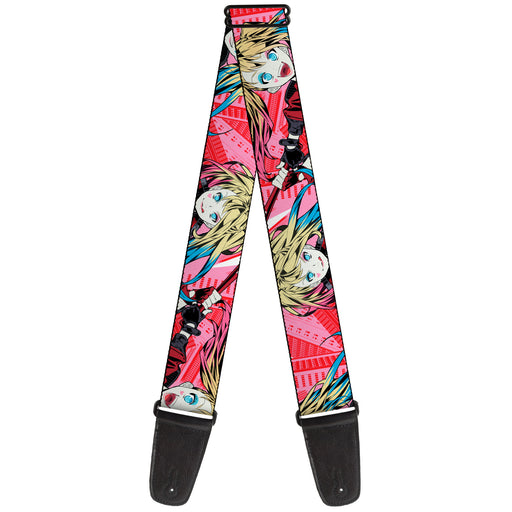 Guitar Strap - Harley Quinn Puddin Poses Anime Graphics Pink/Red Guitar Straps DC Comics   