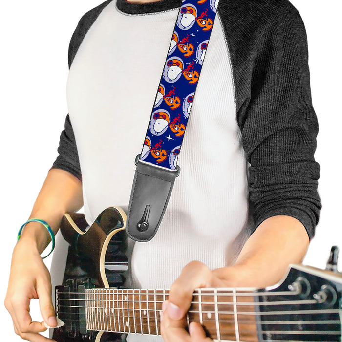 Guitar Strap - Peanuts Astronaut Snoopy Walking Pose Scattered Blue/Orange Guitar Straps Peanuts Worldwide LLC   