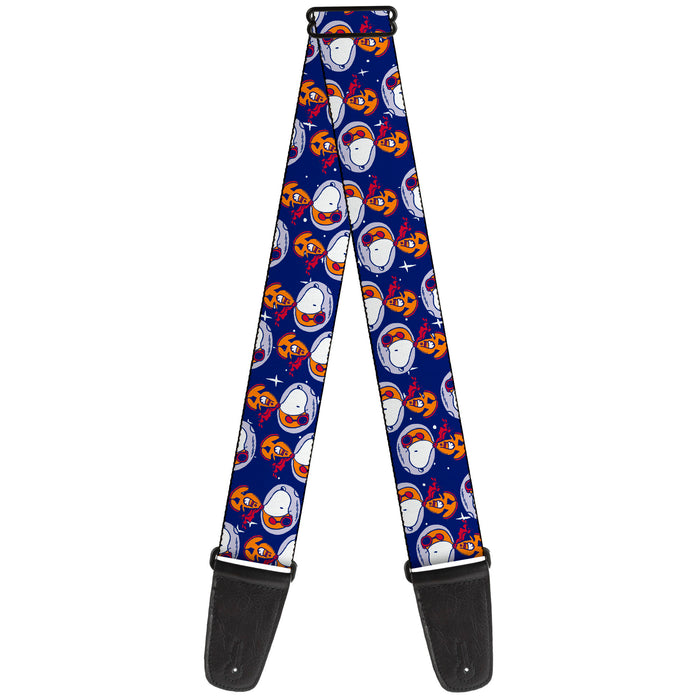 Guitar Strap - Peanuts Astronaut Snoopy Walking Pose Scattered Blue/Orange Guitar Straps Peanuts Worldwide LLC   