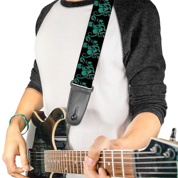 Guitar Strap - Rick and Morty Psychedelic Monster Pose Black/Greens Guitar Straps Rick and Morty   