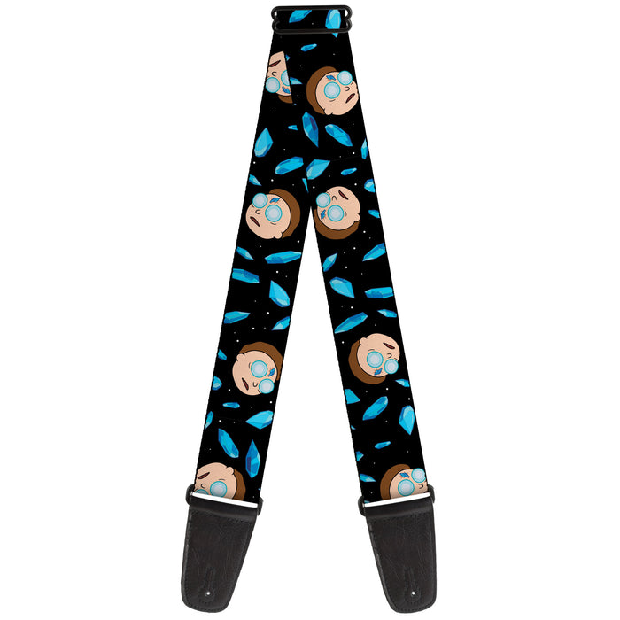 Guitar Strap - Rick and Morty Death Crystals and Morty Expression Black/Blues Guitar Straps Rick and Morty   