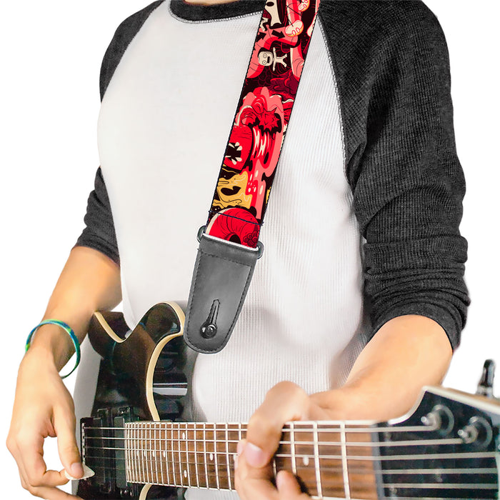 Guitar Strap - Rick and Morty Anatomy Park Collage Reds/Black Guitar Straps Rick and Morty   