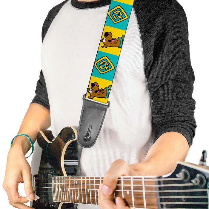 Guitar Strap - Scooby Doo Pose and Dog Tag Blocks Yellow/Blue Guitar Straps Scooby Doo   