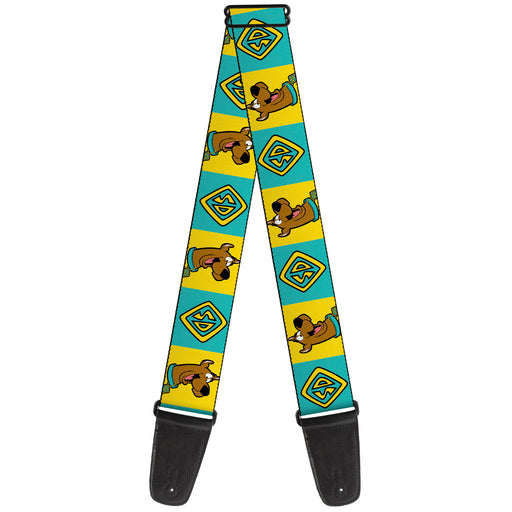 Guitar Strap - Scooby Doo Pose and Dog Tag Blocks Yellow/Blue Guitar Straps Scooby Doo   