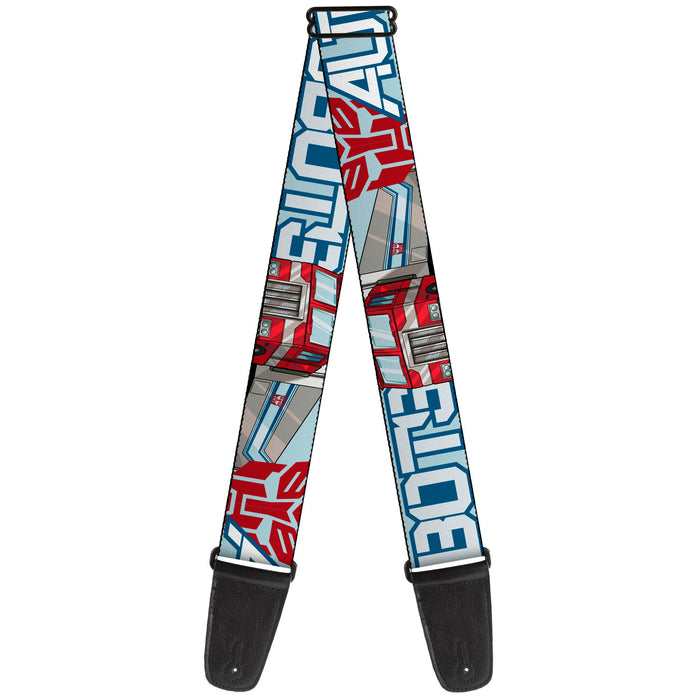 Guitar Strap - Transformers AUTOBOTS Optimus Prime Semi Truck Collage Light Blue Guitar Straps Hasbro   